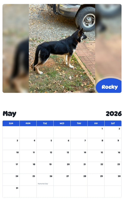 2026 - 2027 Rocky - Pawidols Pet Calendar