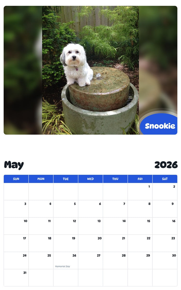 2026 - 2027 Snookie - Pawidols Pet Calendar