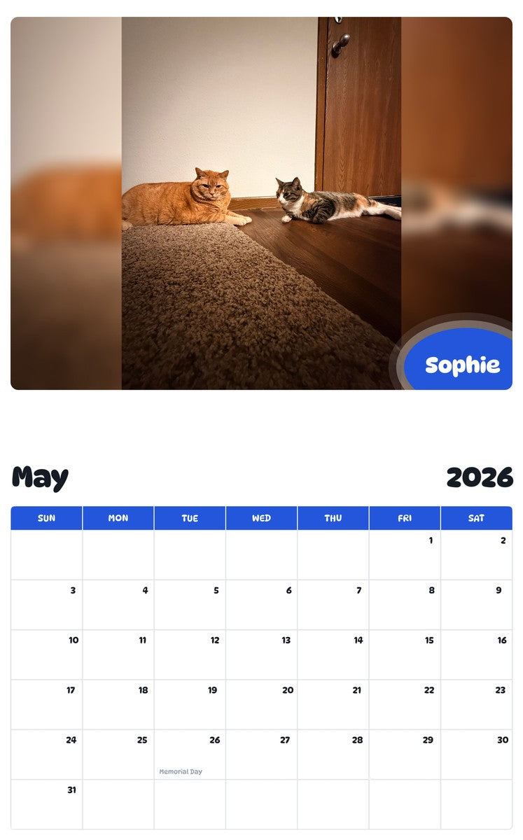 2026 - 2027 Sophie - Pawidols Pet Calendar