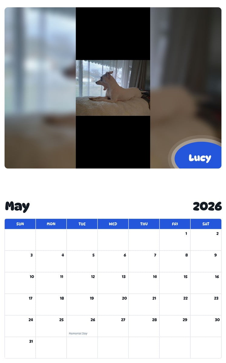2026 - 2027 Lucy - Pawidols Pet Calendar