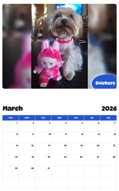 November 2025 - October 2026 Snickers - Pawidols Pet Calendar