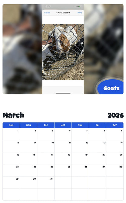 November 2025 - October 2026 Goats - Pawidols Pet Calendar
