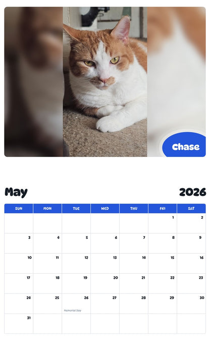 2026 - 2027 Chase - Pawidols Pet Calendar