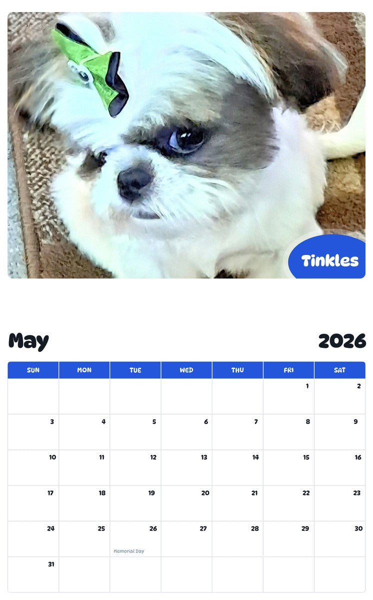 2026 - 2027 Tinkles - Pawidols Pet Calendar
