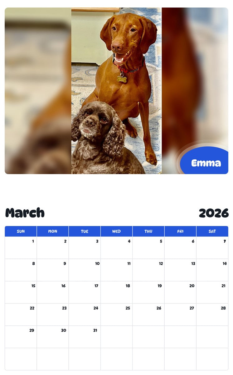 November 2025 - October 2026 Emma - Pawidols Pet Calendar