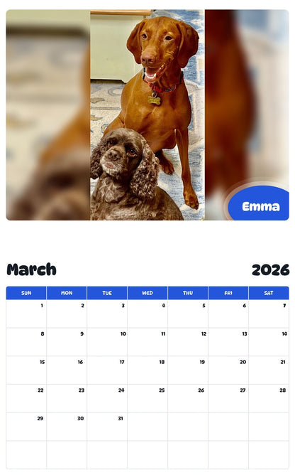 November 2025 - October 2026 Emma - Pawidols Pet Calendar