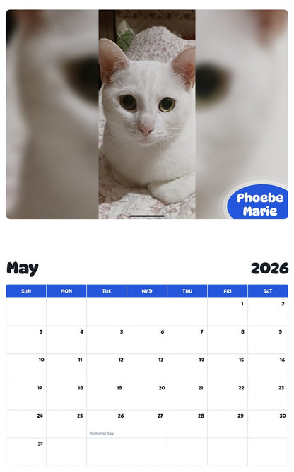 2026 - 2027 Phoebe Marie - Pawidols Pet Calendar