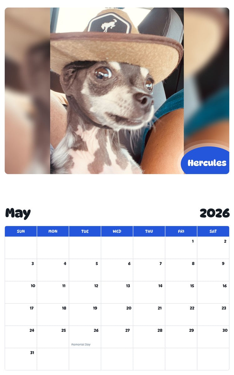 2026 - 2027 Hercules - Pawidols Pet Calendar