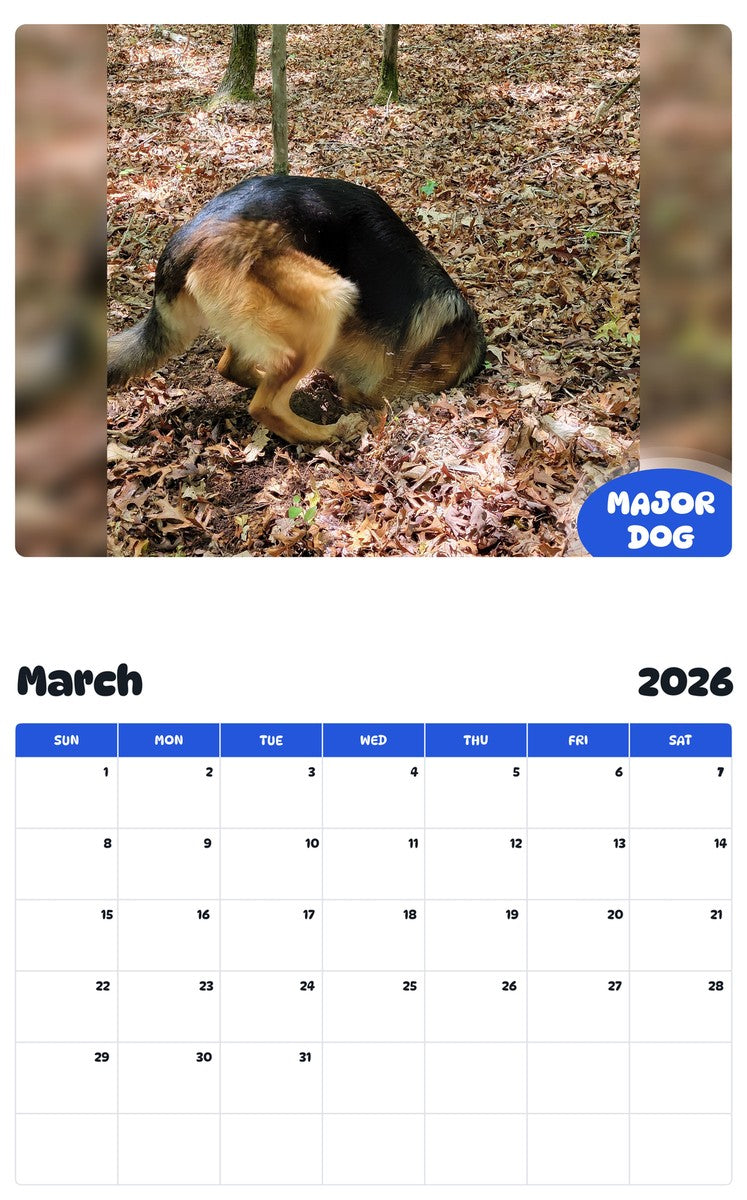 November 2025 - October 2026 MAJOR DOG - Pawidols Pet Calendar