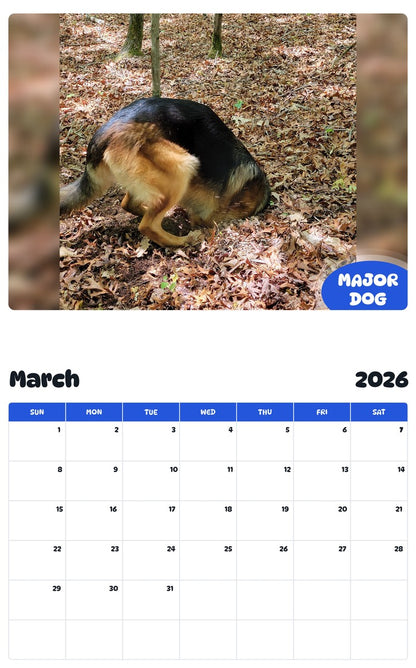 November 2025 - October 2026 MAJOR DOG - Pawidols Pet Calendar