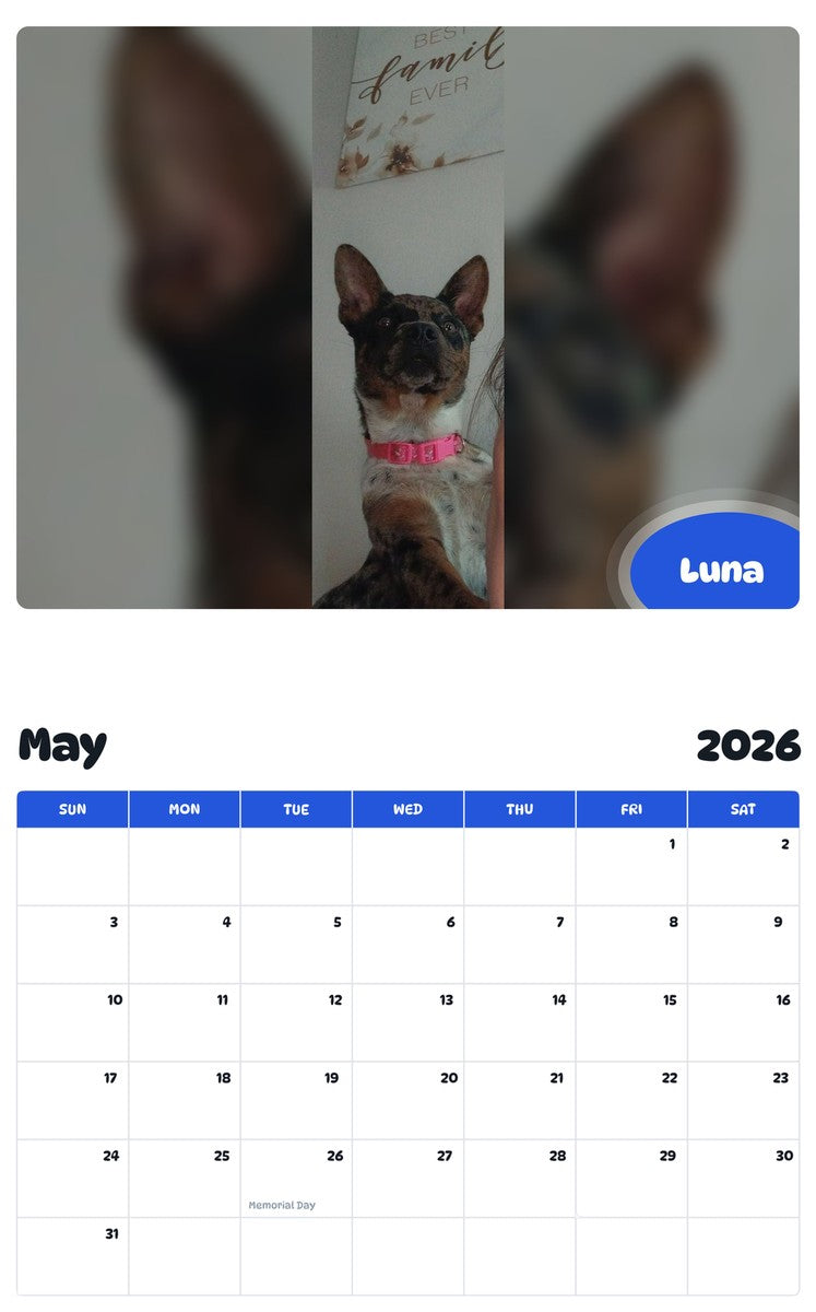 2026 - 2027 Luna - Pawidols Pet Calendar
