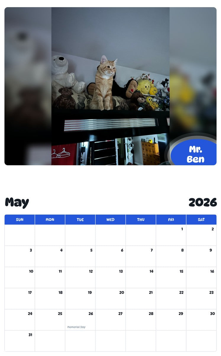 2026 - 2027 Mr. Ben - Pawidols Pet Calendar