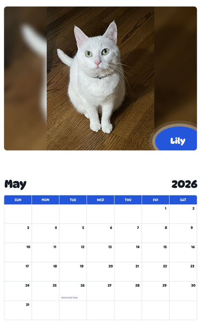 2026 - 2027 Lily - Pawidols Pet Calendar