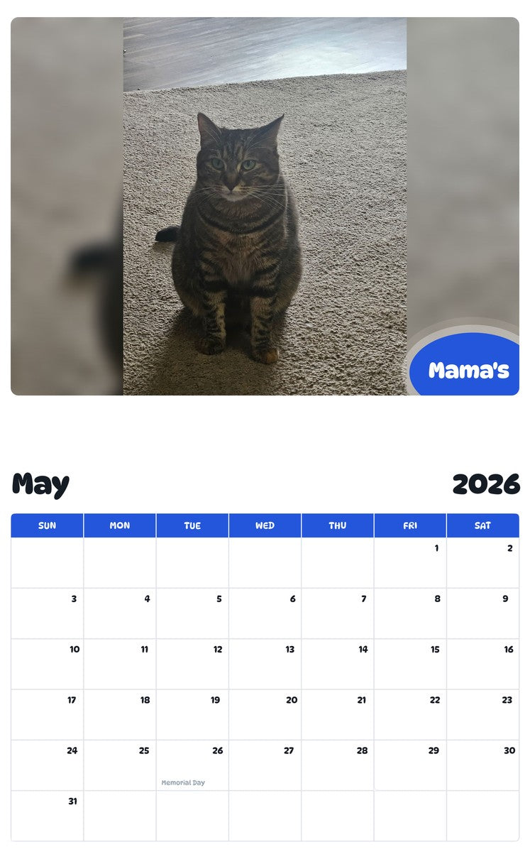 2026 - 2027 Mama's - Pawidols Pet Calendar