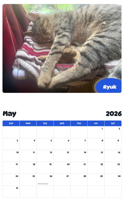 2026 - 2027 Ryuk - Pawidols Pet Calendar