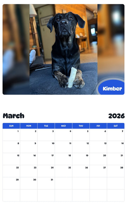 November 2025 - October 2026 Kimber - Pawidols Pet Calendar