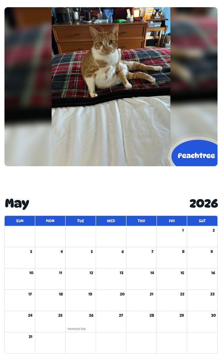 2026 - 2027 Peachtree - Pawidols Pet Calendar