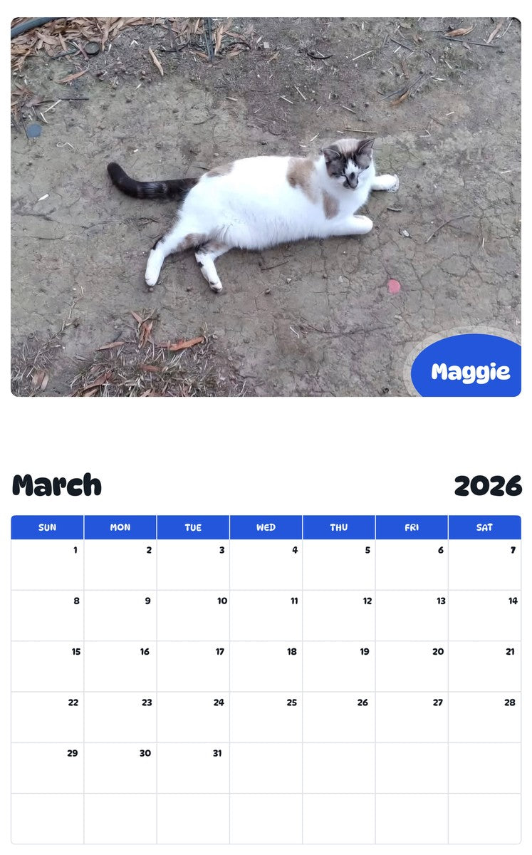 November 2025 - October 2026 Maggie - Pawidols Pet Calendar
