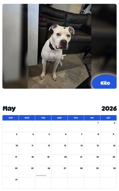 2026 - 2027 Kilo - Pawidols Pet Calendar