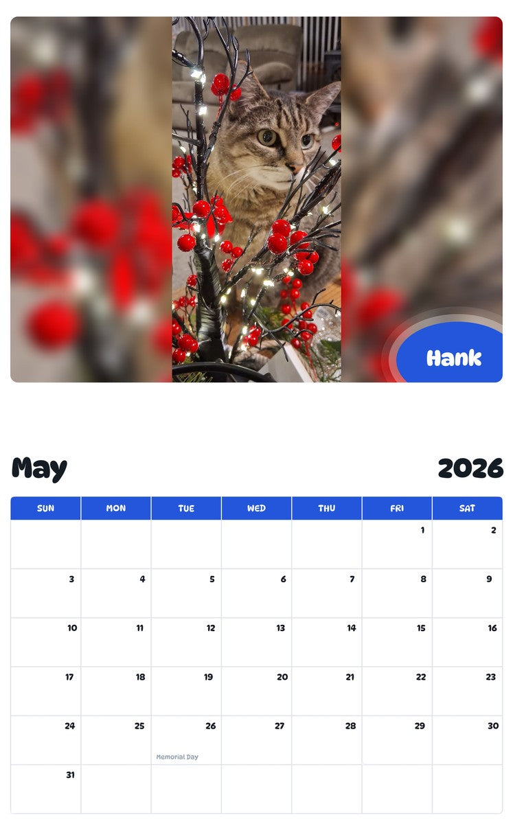 2026 - 2027 Hank - Pawidols Pet Calendar