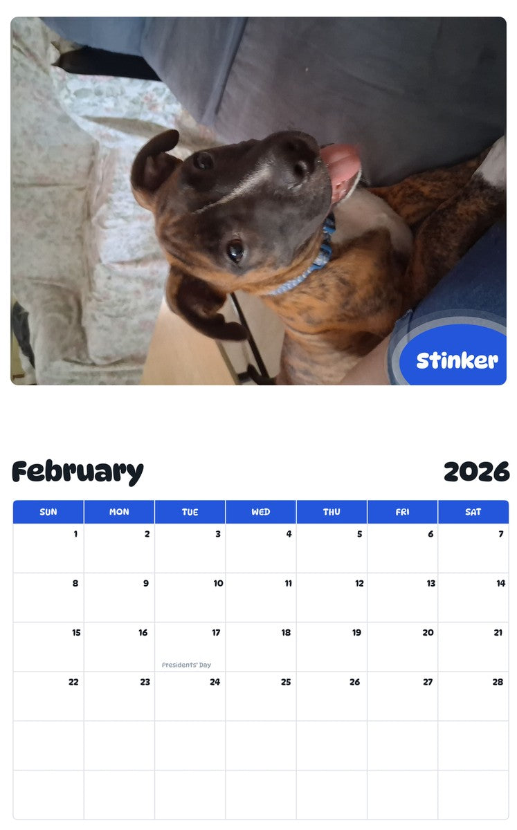 October 2025 - September 2026 Stinker - Pawidols Pet Calendar