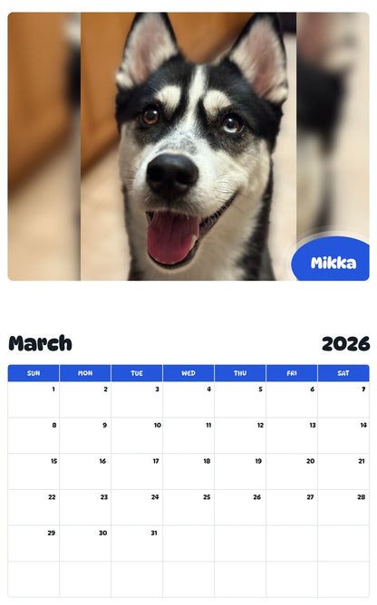 November 2025 - October 2026 Mikka - Pawidols Pet Calendar