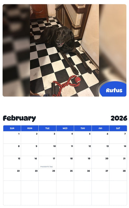 November 2025 - October 2026 Rufus - Pawidols Pet Calendar