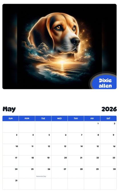 2026 - 2027 Dixie allen - Pawidols Pet Calendar