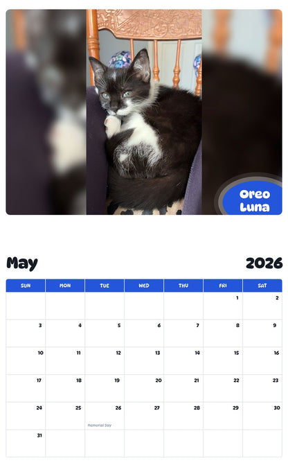 2026 - 2027 Oreo Luna - Pawidols Pet Calendar
