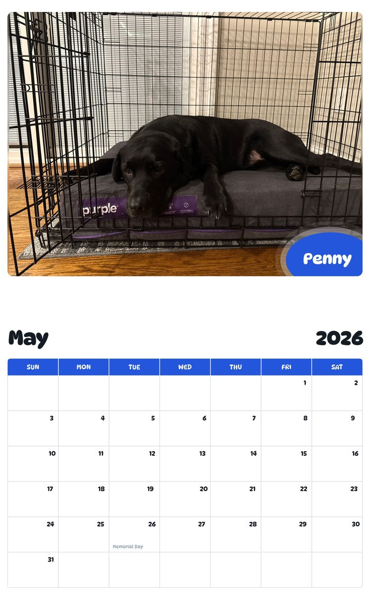 2026 - 2027 Penny - Pawidols Pet Calendar