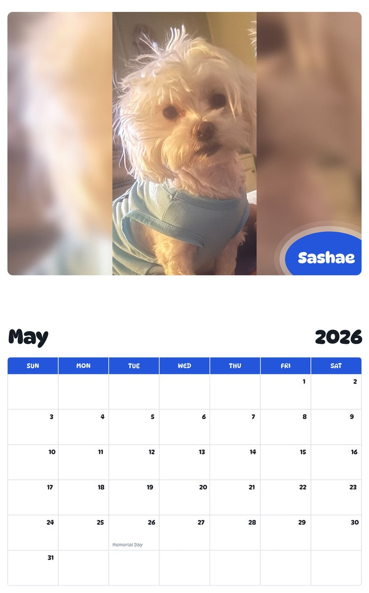 2026 - 2027 Sashae - Pawidols Pet Calendar