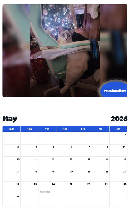 2026 - 2027 Marshmallow - Pawidols Pet Calendar