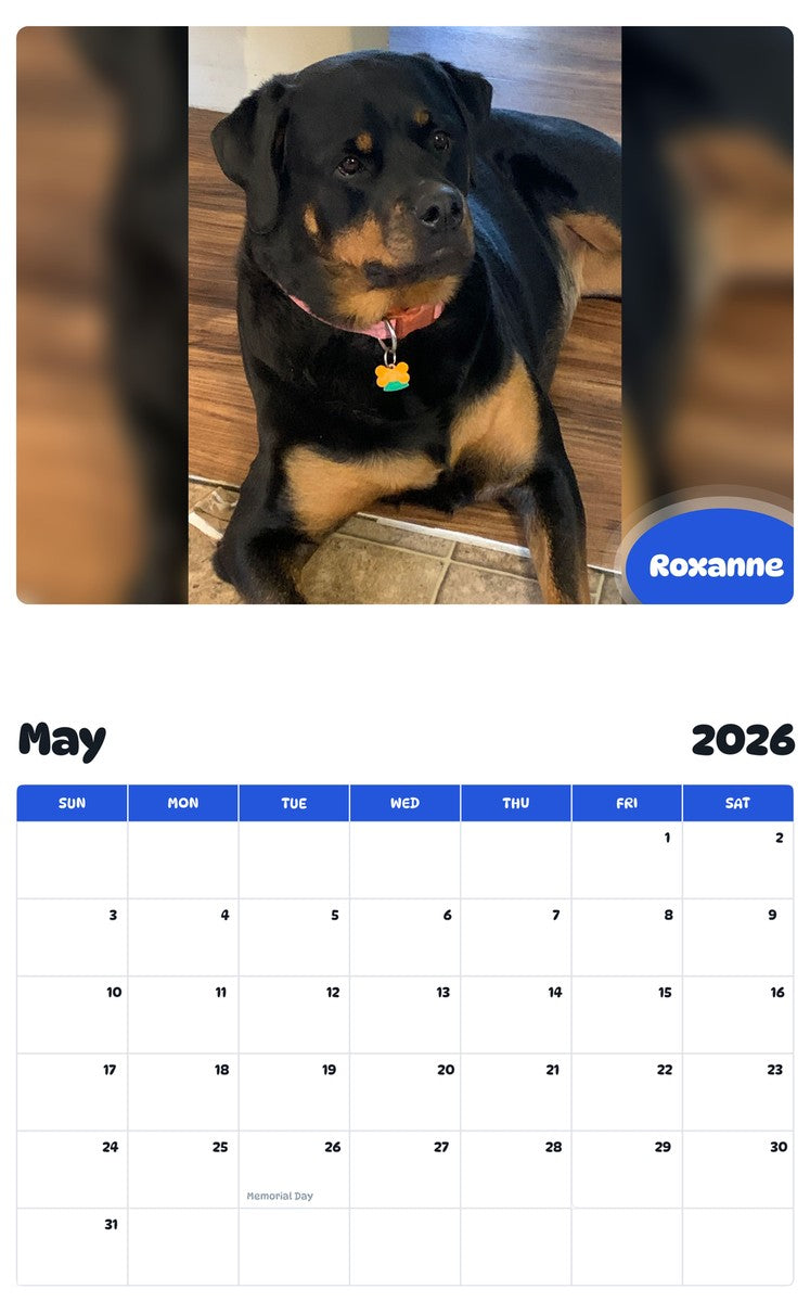 2026 - 2027 Roxanne - Pawidols Pet Calendar