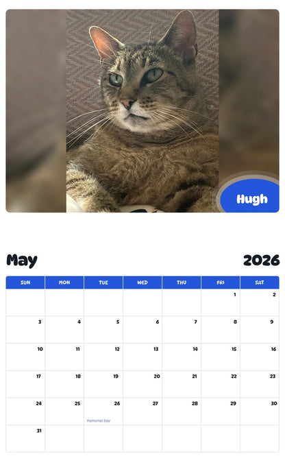 2026 - 2027 Hugh - Pawidols Pet Calendar