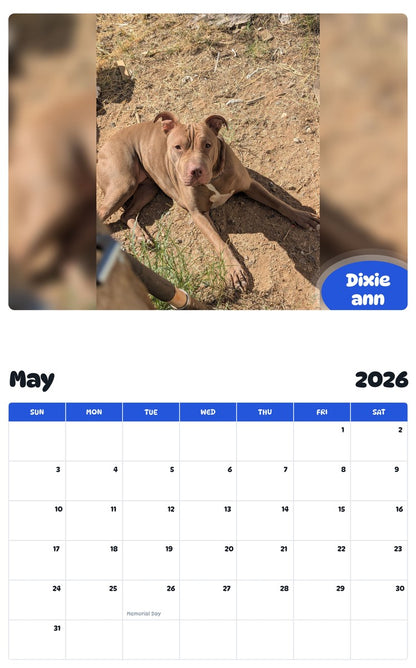 2026 - 2027 Dixie ann - Pawidols Pet Calendar