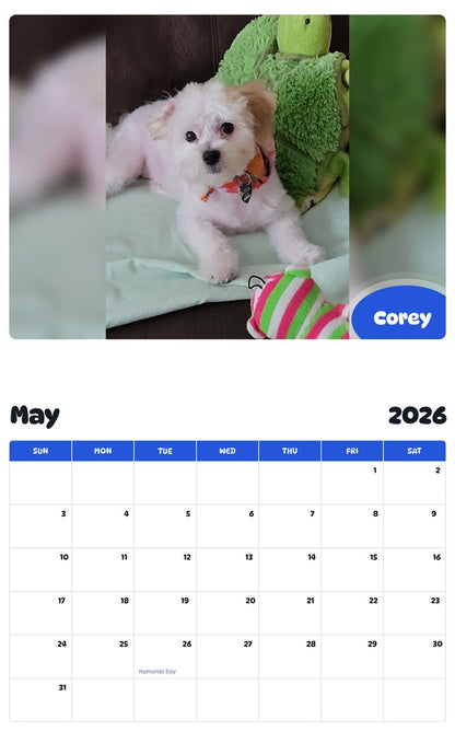 2026 - 2027 Corey - Pawidols Pet Calendar