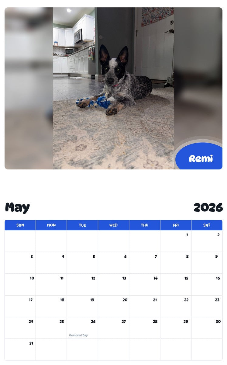 2026 - 2027 Remi - Pawidols Pet Calendar