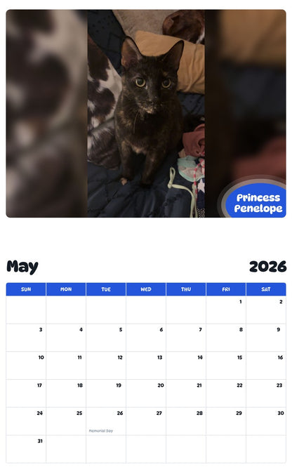 2026 - 2027 Princess Penelope - Pawidols Pet Calendar