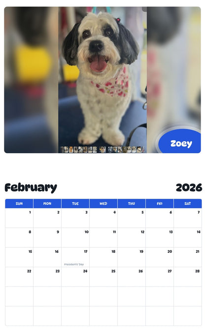 October 2025 - September 2026 Zoey - Pawidols Pet Calendar