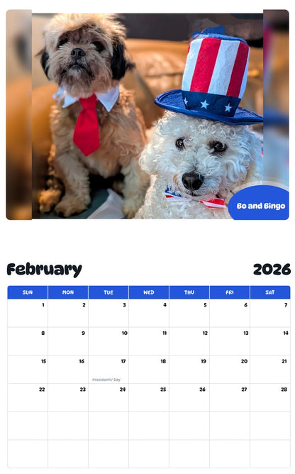 November 2025 - October 2026 Bo and Bingo - Pawidols Pet Calendar