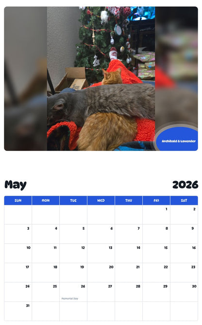 2026 - 2027 Archibald & Lavender - Pawidols Pet Calendar