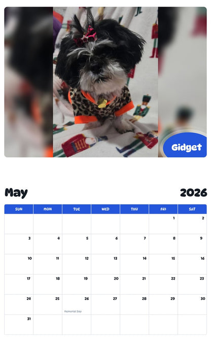 2026 - 2027 Gidget - Pawidols Pet Calendar