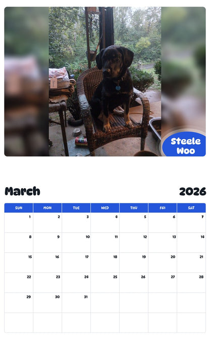 November 2025 - October 2026 Steele Woo - Pawidols Pet Calendar