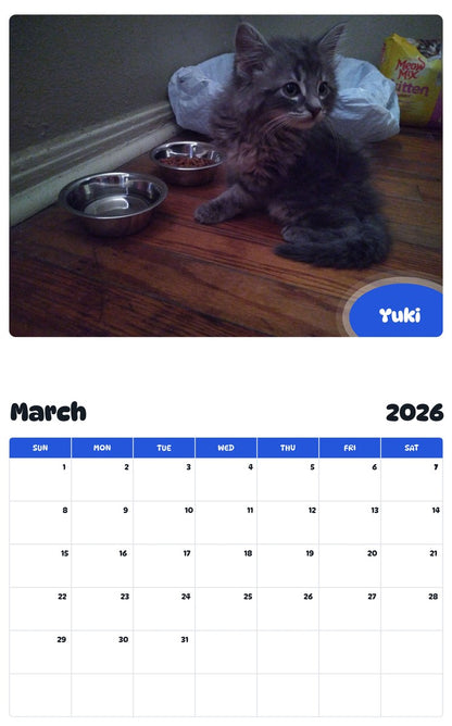 November 2025 - October 2026 Yuki - Pawidols Pet Calendar