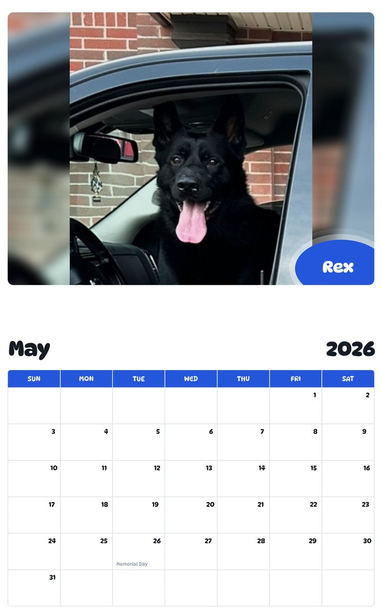 2026 - 2027 Rex - Pawidols Pet Calendar