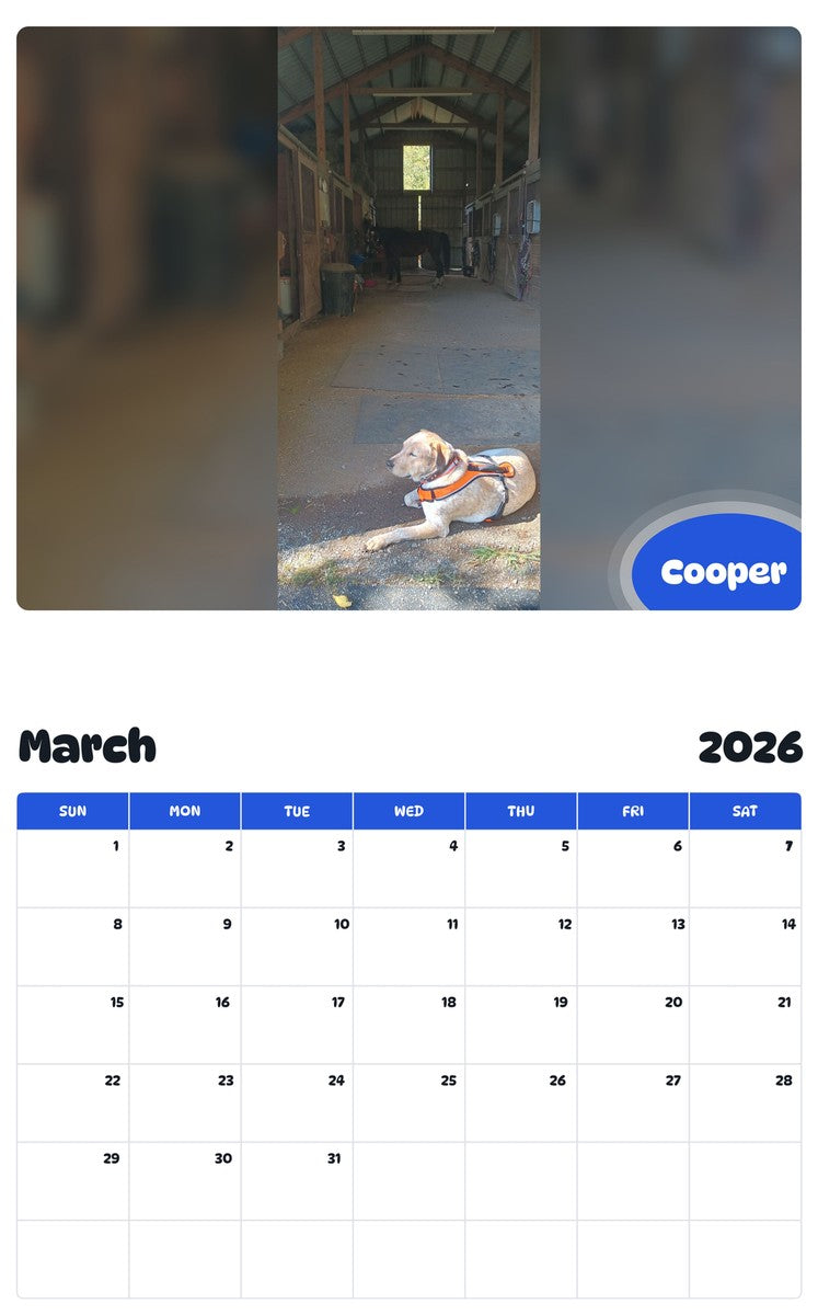November 2025 - October 2026 Cooper - Pawidols Pet Calendar