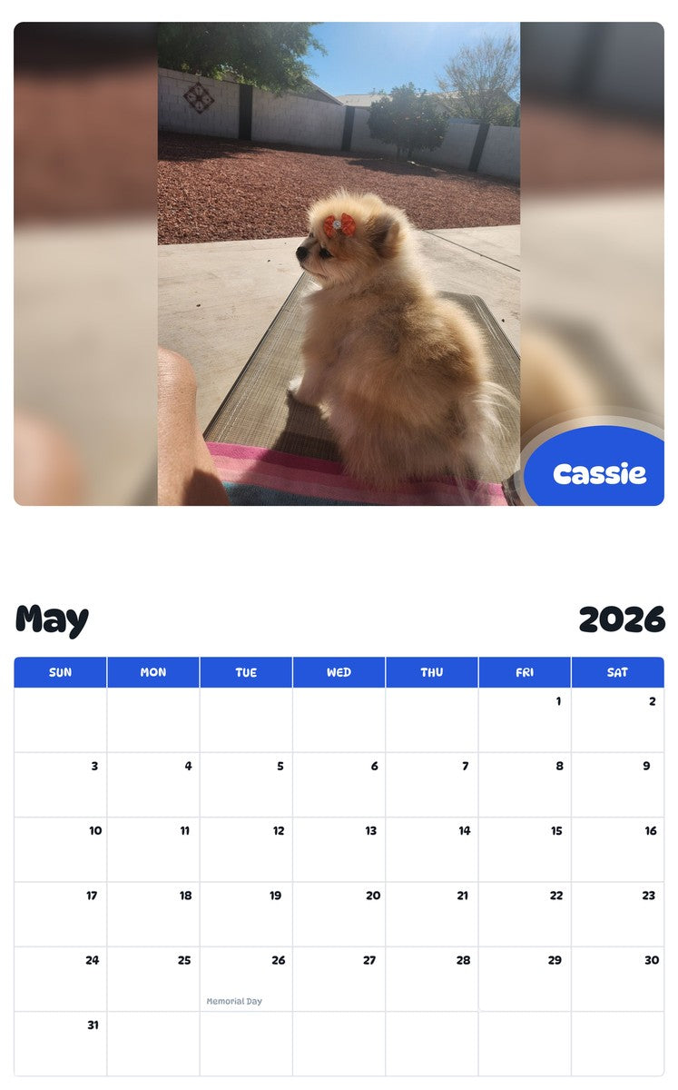 2026 - 2027 Cassie - Pawidols Pet Calendar