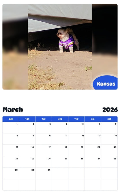 November 2025 - October 2026 Kansas - Pawidols Pet Calendar