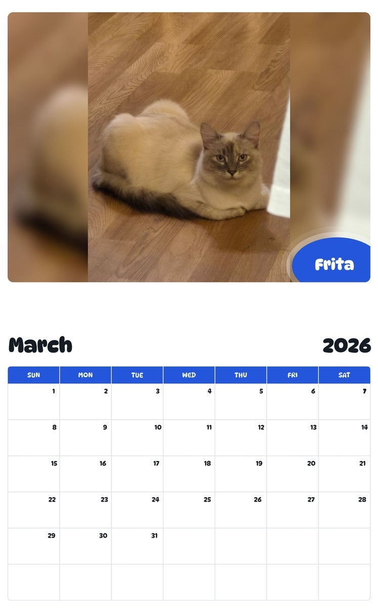 November 2025 - October 2026 Frita - Pawidols Pet Calendar