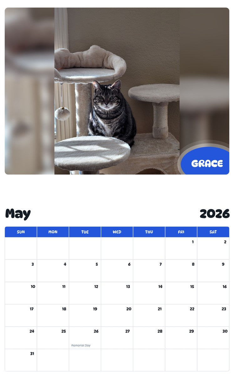 2026 - 2027 GRACE - Pawidols Pet Calendar